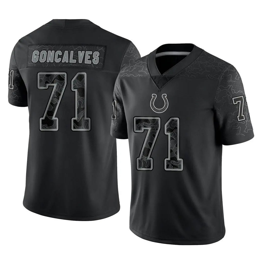 Qdoa IN.Colts #71 Matt Goncalves Player Black Reflective Limited Game Stitched Jerseys