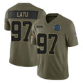 Qdoa IN.Colts #97 Laiatu Latu Player Olive 2025 Salute To Service Limited Game Stitched Jerseys