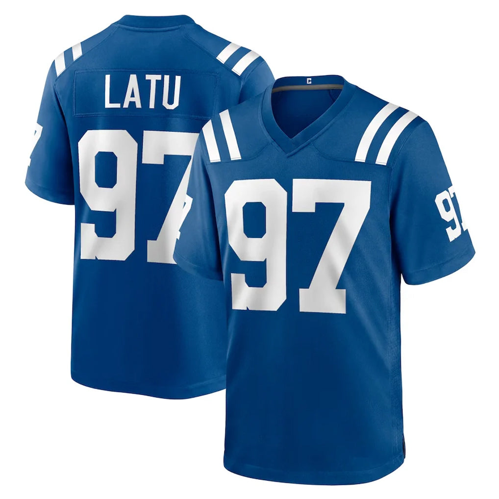 Qdoa IN.Colts #97 Laiatu Latu Player Royal Home Game Stitched Jerseys