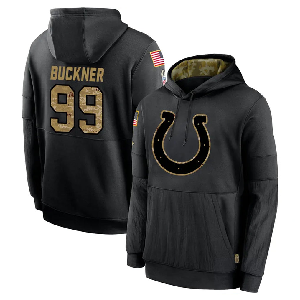 Qdoa IN.Colts #99 DeForest Buckner Player Black Salute to Service Hoodies Limited Game Stitched Jerseys
