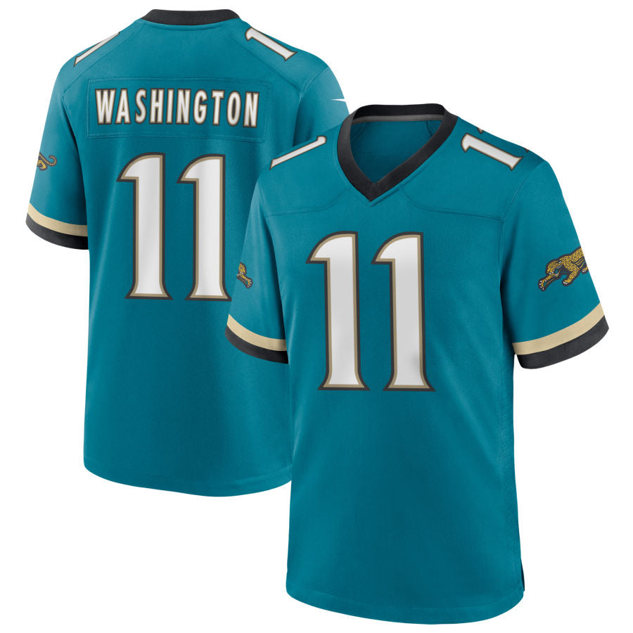 Qdoa J.Jaguars #11 Parker Washington Player Teal Prowler Throwback Stitched Jerseys