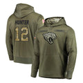 Qdoa J.Jaguars #12 Travis Hunter Player Olive Salute to Service Pullover Hoodies Home Game Stitched Jerseys