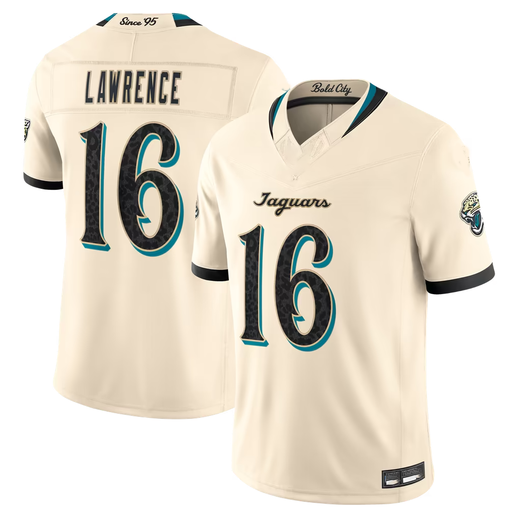Qdoa J.Jaguars #16 Trevor Lawrence Natural 2026 Rivalries Collection Game Stitched Jerseys