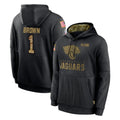 Qdoa J.Jaguars #1 Montaric Brown Player Black Salute to Service Hoodies Limited Game Stitched Jerseys