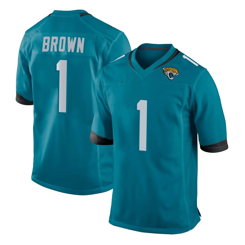 Qdoa J.Jaguars #1 Montaric Brown Player Teal Home Game Stitched Jerseys