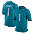 Qdoa J.Jaguars #1 Montaric Brown Player Teal Home Game Stitched Jerseys