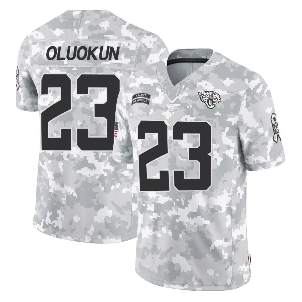 Qdoa J.Jaguars #23 Foyesade Oluokun Player Arctic Camo Salute To Service Limited Game Stitched Jerseys