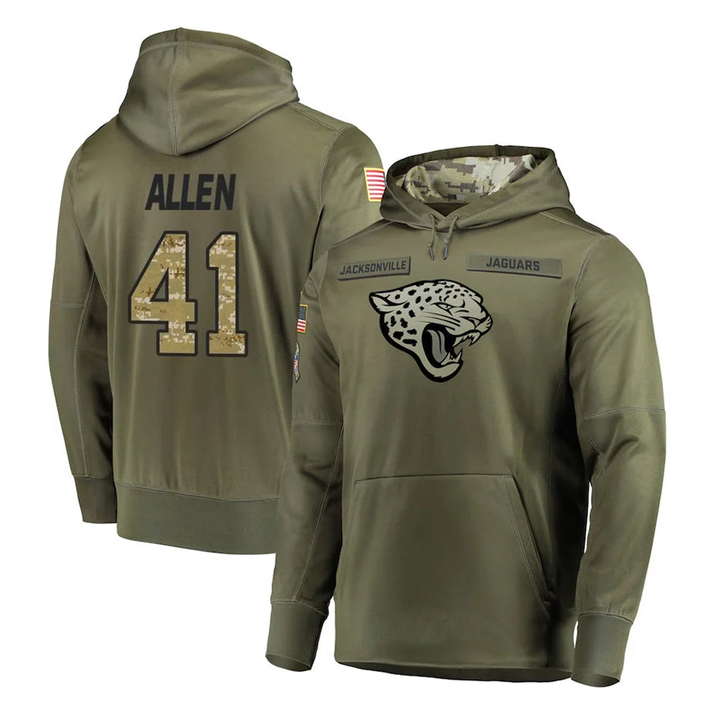 Qdoa J.Jaguars #41 Josh Hines-Allen Player Olive Salute to Service Pullover Hoodies Home Game Stitched Jerseys