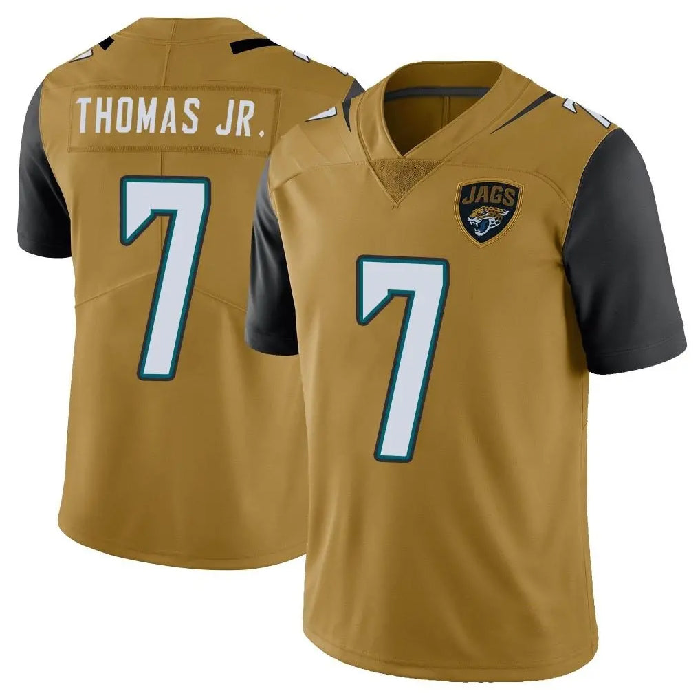 Qdoa J.Jaguars #7 Brian Thomas Jr. Player Gold Vapor Limited Home Game Stitched Jerseys