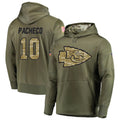 Qdoa KC.Chiefs #10 Isiah Pacheco Player Salute to Service Limited Olive Hoodies Stitched Jerseys