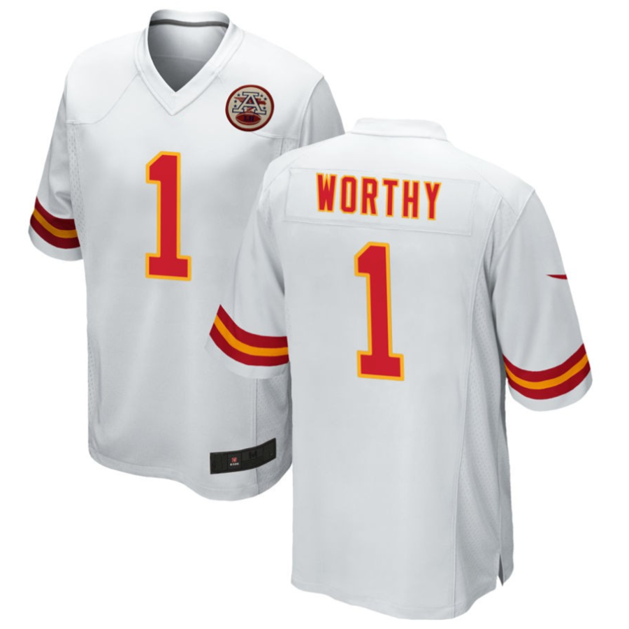 Qdoa KC.Chiefs #1 Xavier Worthy Player White Home Game Stitched Jerseys