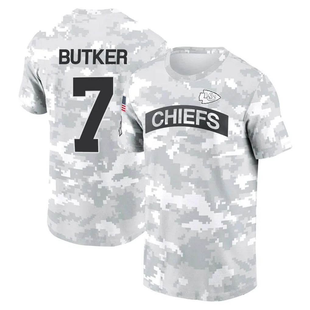 Qdoa KC.Chiefs #7 Harrison Butker Player Salute to Service Hoodies & T-Shirts Stitched Jerseys
