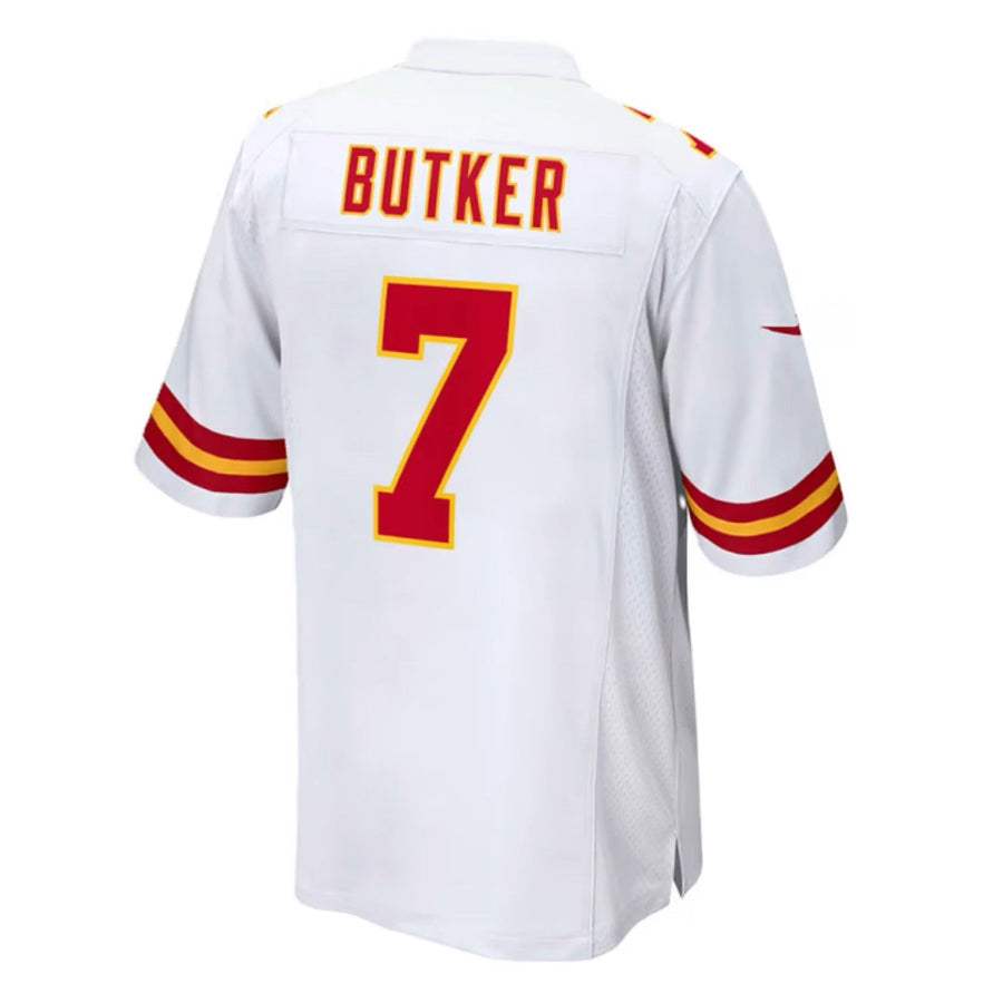 Qdoa KC.Chiefs #7 Harrison Butker Player White Home Game Stitched Jerseys
