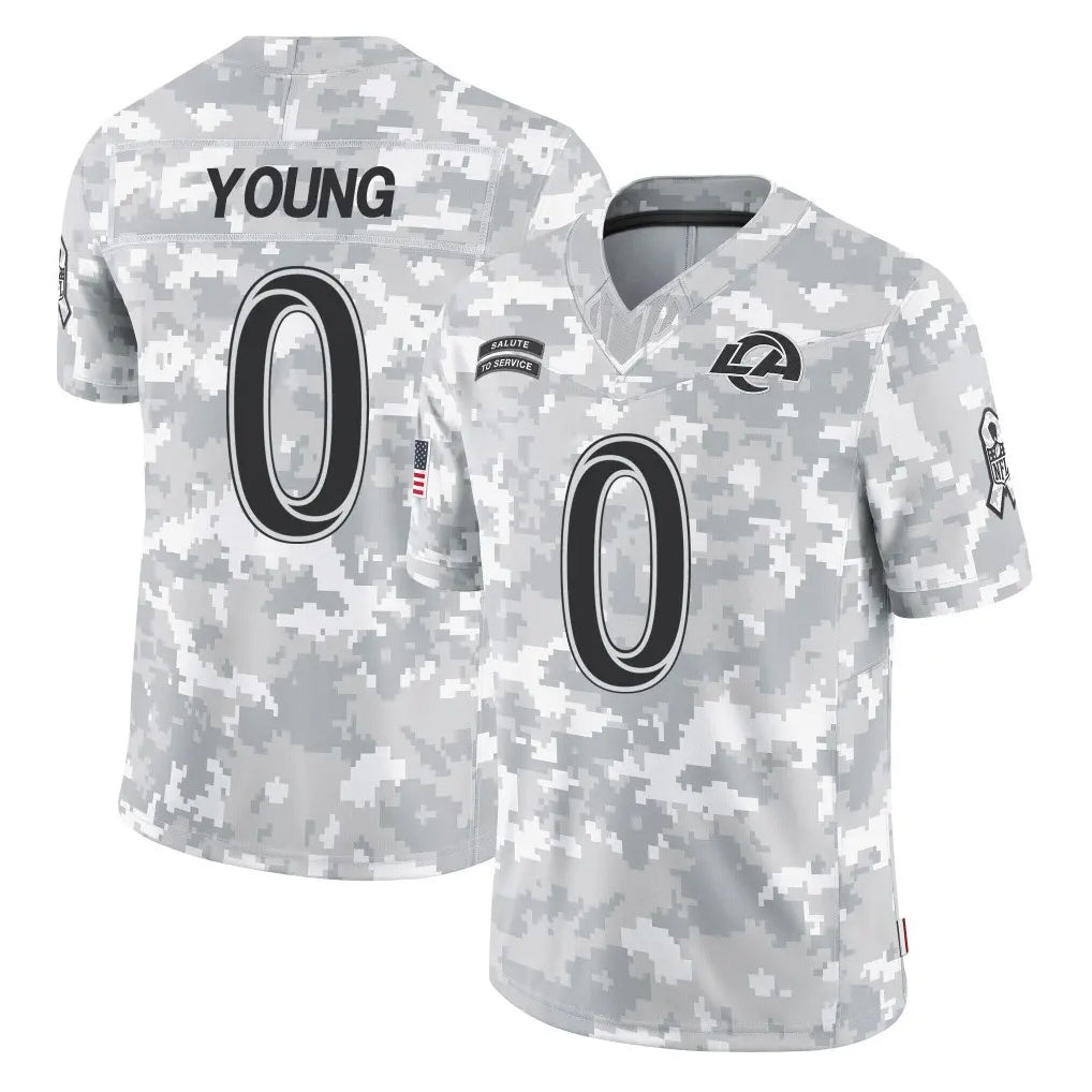 Qdoa LA.Rams #0 Byron Young Player Arctic Camo Salute To Service Limited Game Stitched Jerseys