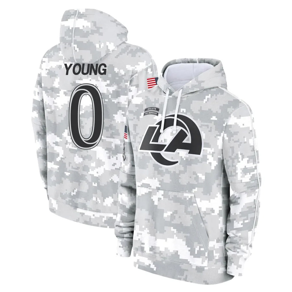 Qdoa LA.Rams #0 Byron Young Player Arctic Camo Salute to Service Hoodies Limited Game Stitched Jerseys