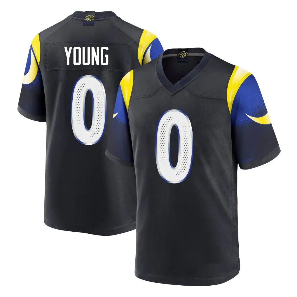 Qdoa LA.Rams #0 Byron Young Player Black Midnight Rivalries Collection Home Game Stitched Jerseys