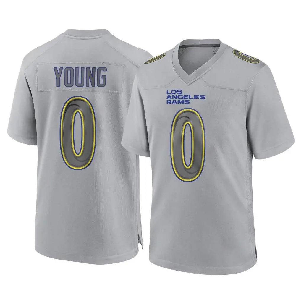 Qdoa LA.Rams #0 Byron Young Player Gray Atmosphere Fashion Home Game Stitched Jerseys