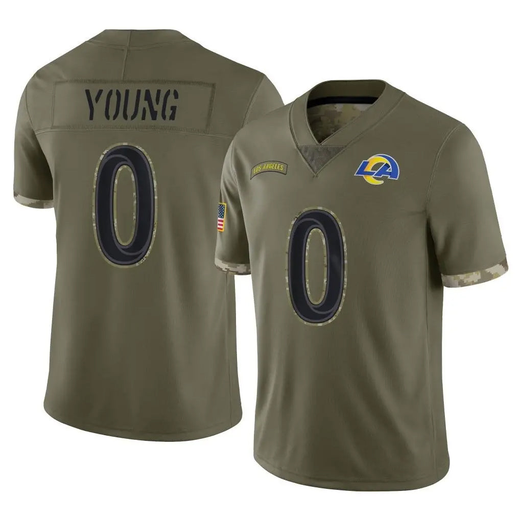 Qdoa LA.Rams #0 Byron Young Player Olive Salute To Service Limited Stitched Jerseys