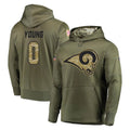 Qdoa LA.Rams #0 Byron Young Player Olive Salute to Service Pullover Hoodies Home Game Stitched Jerseys
