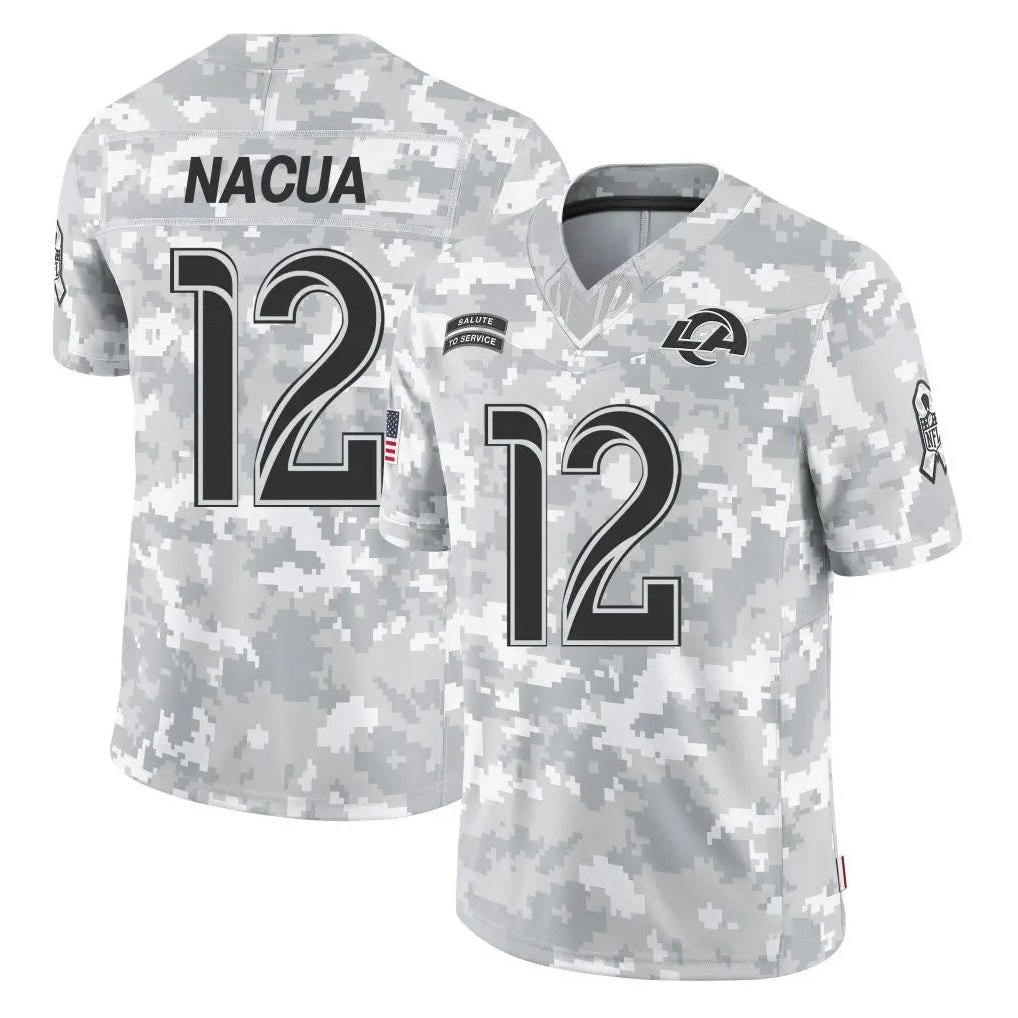 Qdoa LA.Rams #12 Puka Nacua Player Arctic Camo Salute To Service Limited Game Stitched Jerseys