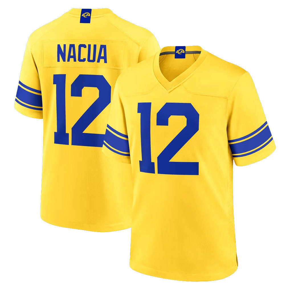 Qdoa LA.Rams #12 Puka Nacua Player Gold Classic Sol Home Game Stitched Jerseys