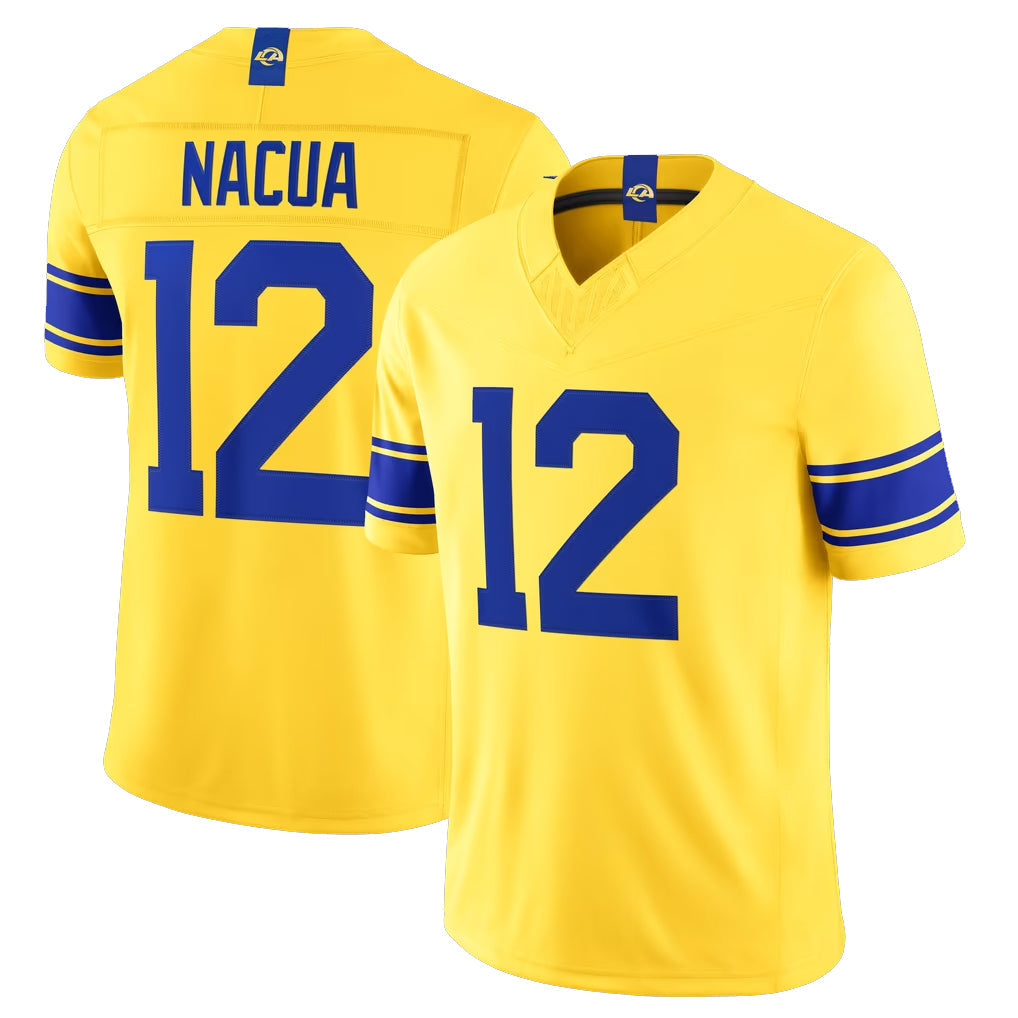 Qdoa LA.Rams #12 Puka Nacua Player Gold Classic Sol Vapor F.U.S.E. Home Game Stitched Jerseys