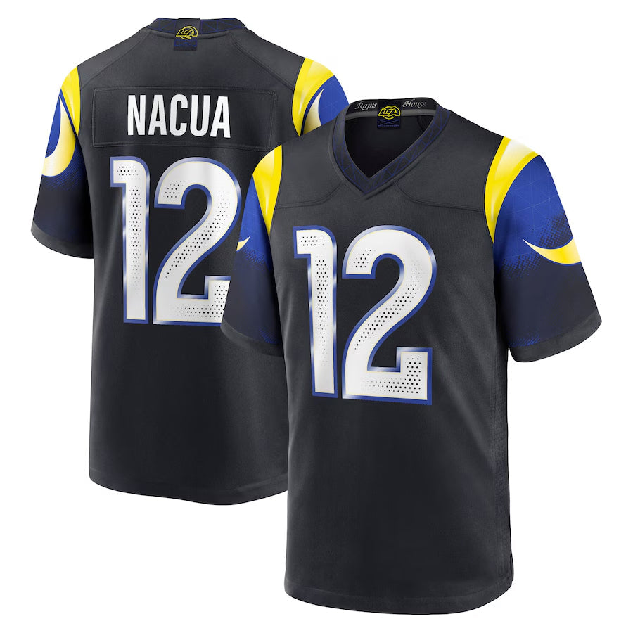 Qdoa LA.Rams #12 Puka Nacua Player Midnight Blue Rivalries Collection Game Stitched Jerseys