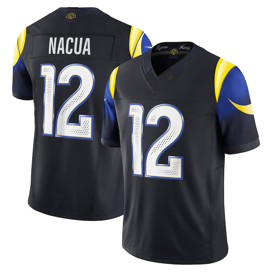Qdoa LA.Rams #12 Puka Nacua Player Midnight Blue Rivalries Collection Vapor Limited Stitched Jerseys