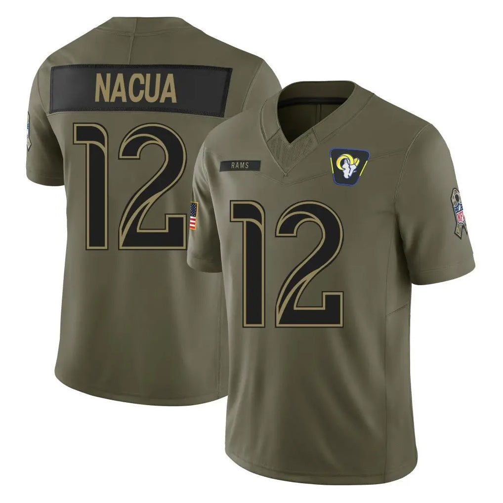 Qdoa LA.Rams #12 Puka Nacua Player Olive 2025 Salute To Service Limited Game Stitched Jerseys