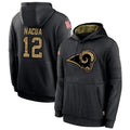 Qdoa LA.Rams #12 Puka Nacua Player Salute to Service Black Hoodies Stitched Jerseys