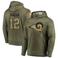 Qdoa LA.Rams #12 Puka Nacua Player Salute to Service Olive Hoodies Stitched Jerseys