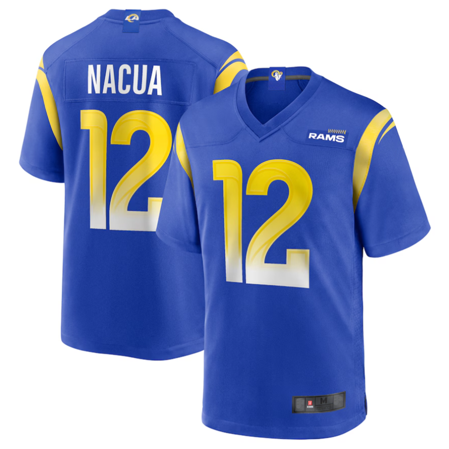Qdoa LA.Rams #12 Puka Nacua Royal Game Player Jersey American Stitched Jerseys