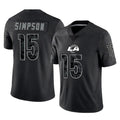 Qdoa LA.Rams #15 Ty Simpson Player Black Limited Reflective Home Game Stitched Jerseys