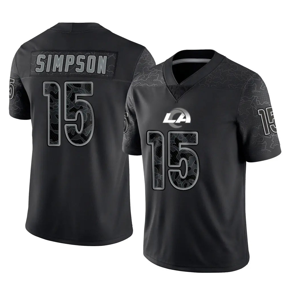 Qdoa LA.Rams #15 Ty Simpson Player Black Limited Reflective Home Game Stitched Jerseys