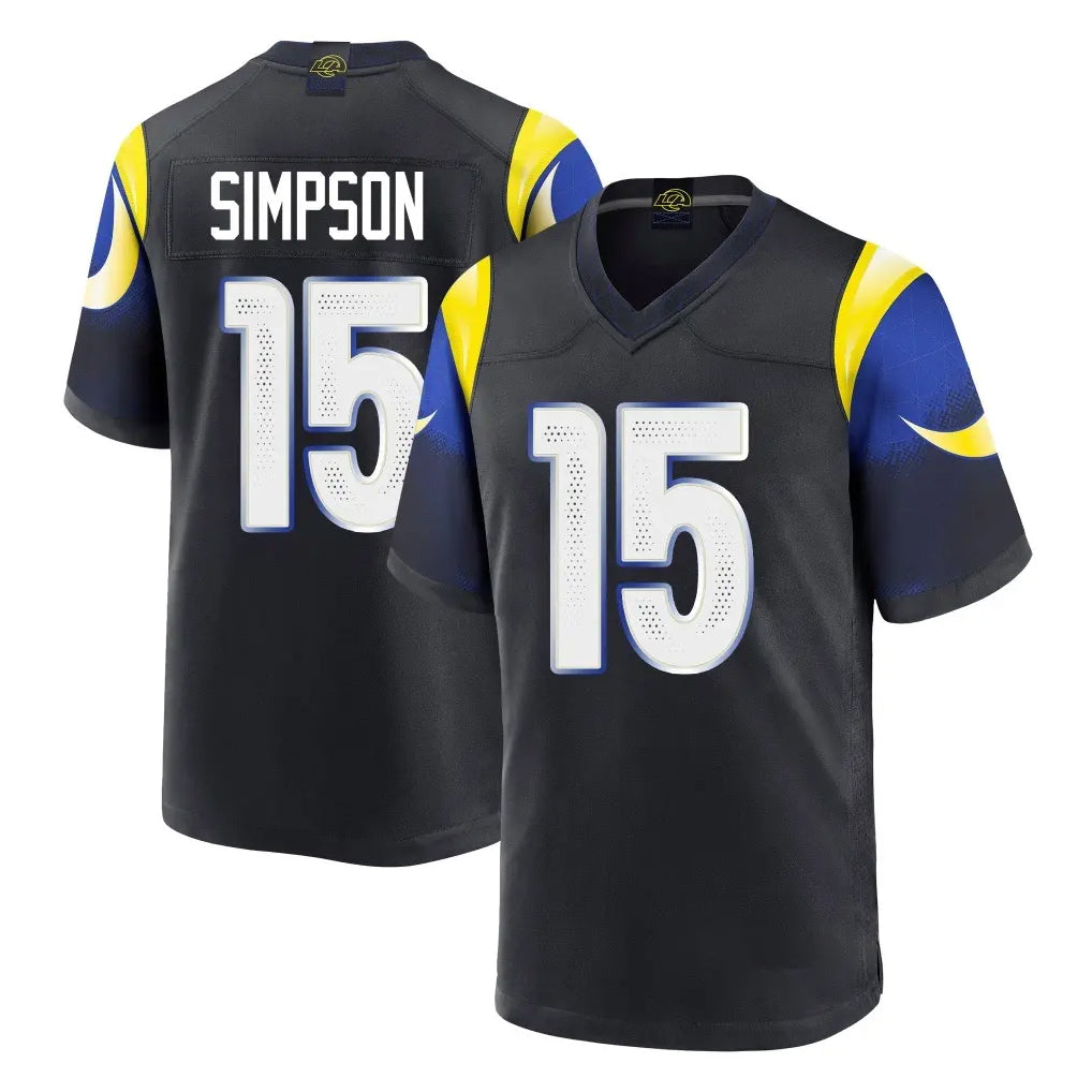 Qdoa LA.Rams #15 Ty Simpson Player Black Midnight Rivalries Collection Home Game Stitched Jerseys