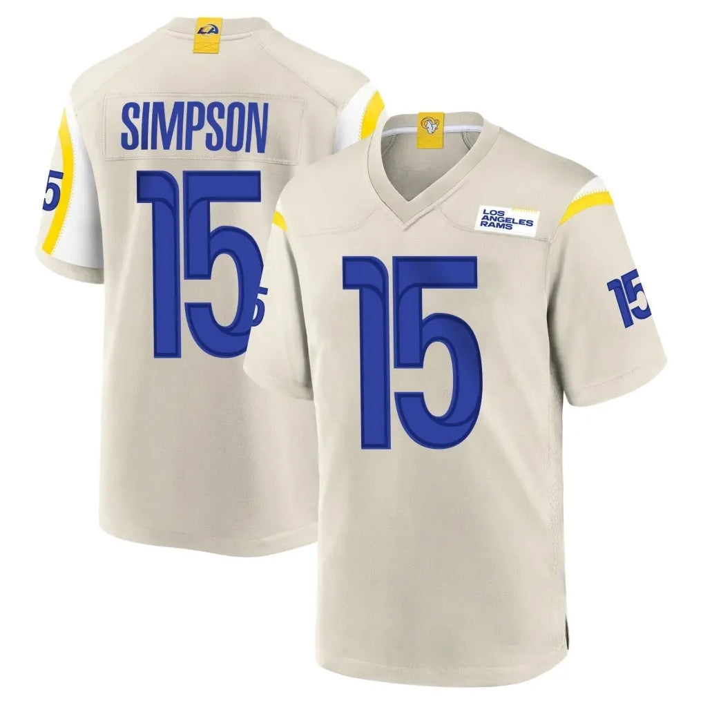 Qdoa LA.Rams #15 Ty Simpson Player Bone Home Game Stitched Jerseys