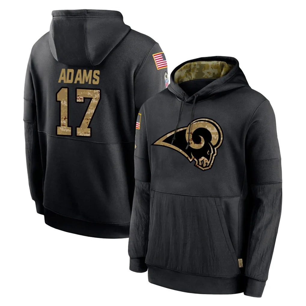 Qdoa LA.Rams #17 Davante Adams Player Black Salute to Service Hoodies Limited Game Stitched Jerseys