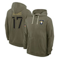 Qdoa LA.Rams #17 Davante Adams Player Olive Salute to Service Pullover Hoodies Limited Stitched Jerseys