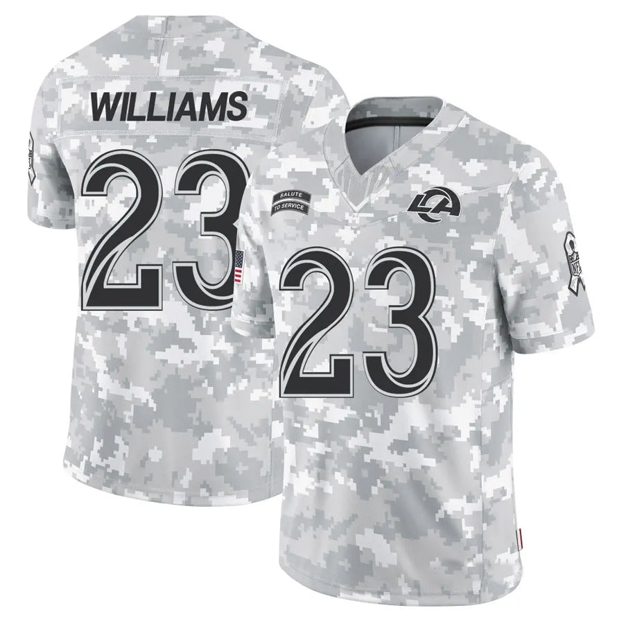 Qdoa LA.Rams #23 Kyren Williams Player Arctic Camo Salute to Service Limited Stitched Jerseys