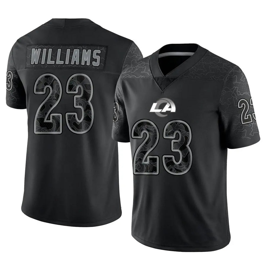 Qdoa LA.Rams #23 Kyren Williams Player Black RFLCTV Limited Stitched Jerseys
