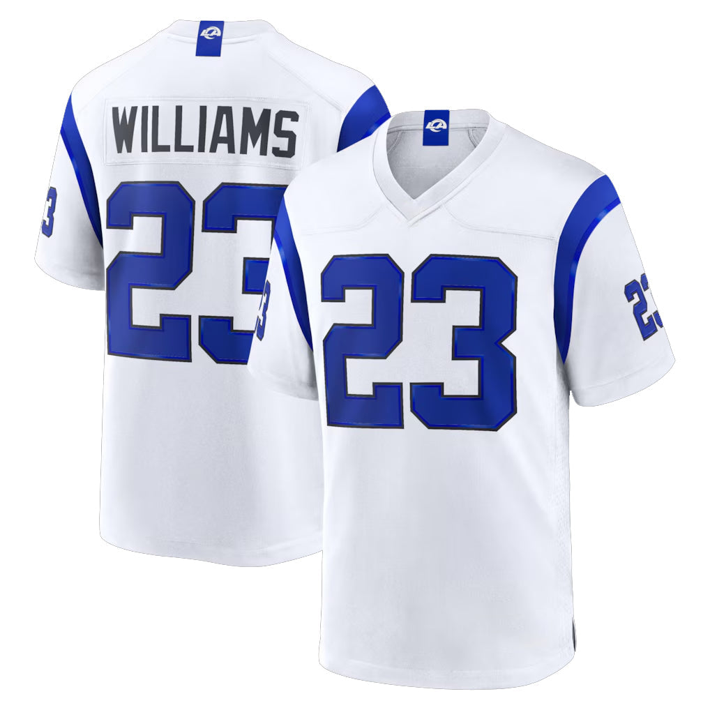 Qdoa LA.Rams #23 Kyren Williams Player Fearsome White Home Game Stitched Jerseys