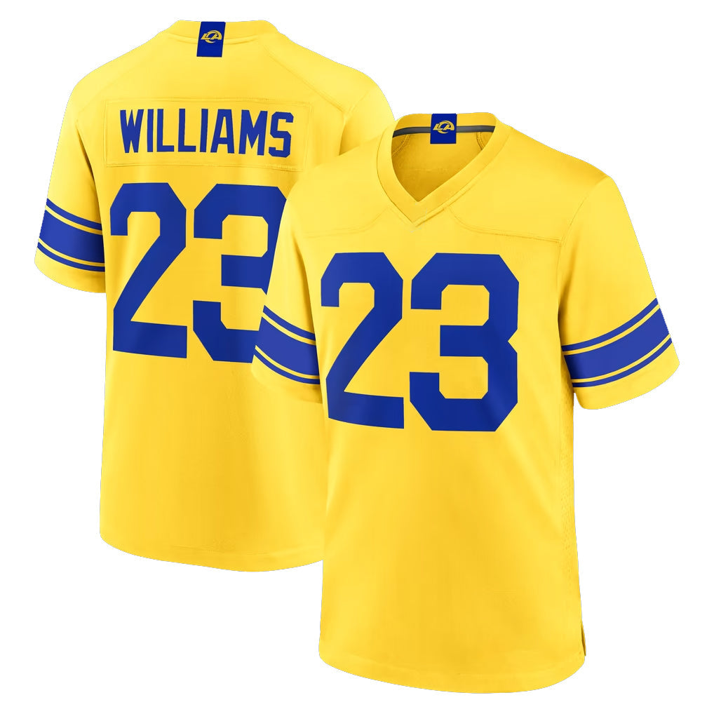 Qdoa LA.Rams #23 Kyren Williams Player Gold Classic Sol Home Game Stitched Jerseys