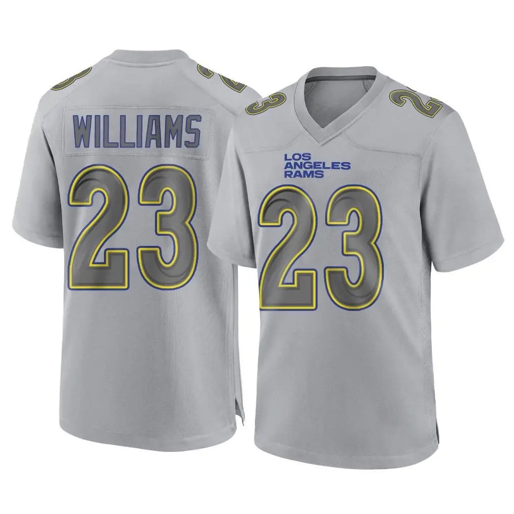 Qdoa LA.Rams #23 Kyren Williams Player Gray Atmosphere Fashion Home Game Stitched Jerseys