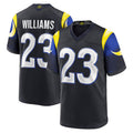 Qdoa LA.Rams #23 Kyren Williams Player Midnight Blue Rivalries Collection Game Stitched Jersey