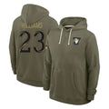 Qdoa LA.Rams #23 Kyren Williams Player Olive Salute to Service Pullover Hoodies Limited Stitched Jerseys