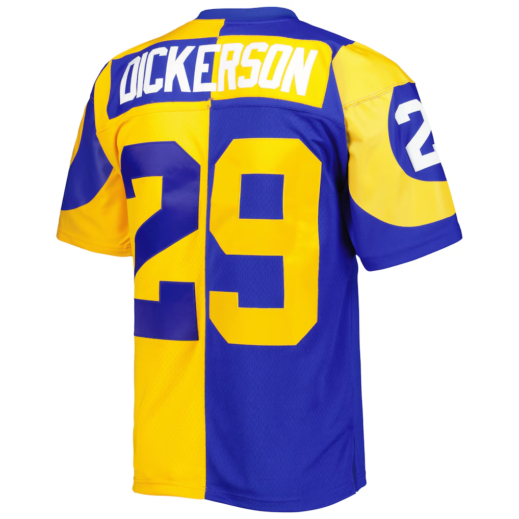 Qdoa LA.Rams #29 Eric Dickerson Mitchell & Ness RoyalGold 1984 Split Legacy Replica Jersey