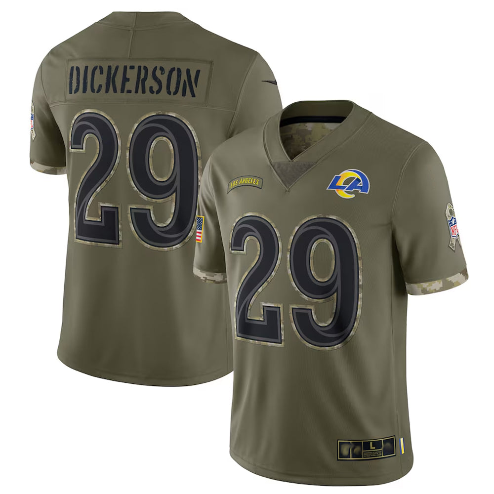 Qdoa LA.Rams #29 Eric Dickerson Player Salute To Service Olive Football Jerseys