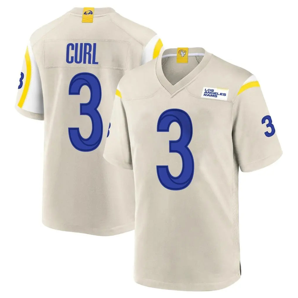 Qdoa LA.Rams #3 Kam Curl Player Bone Home Game Stitched Jerseys