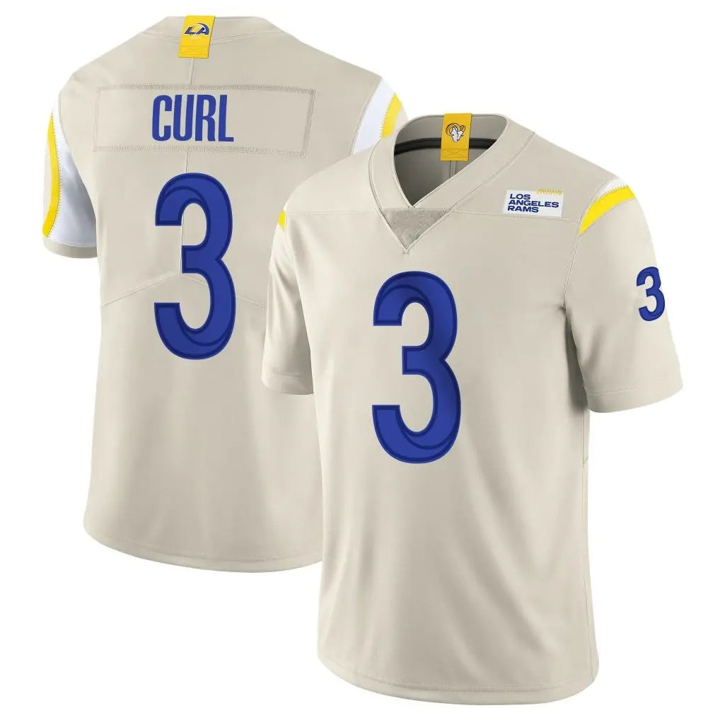 Qdoa LA.Rams #3 Kam Curl Player Bone Limited Vapor Home Game Stitched Jerseys