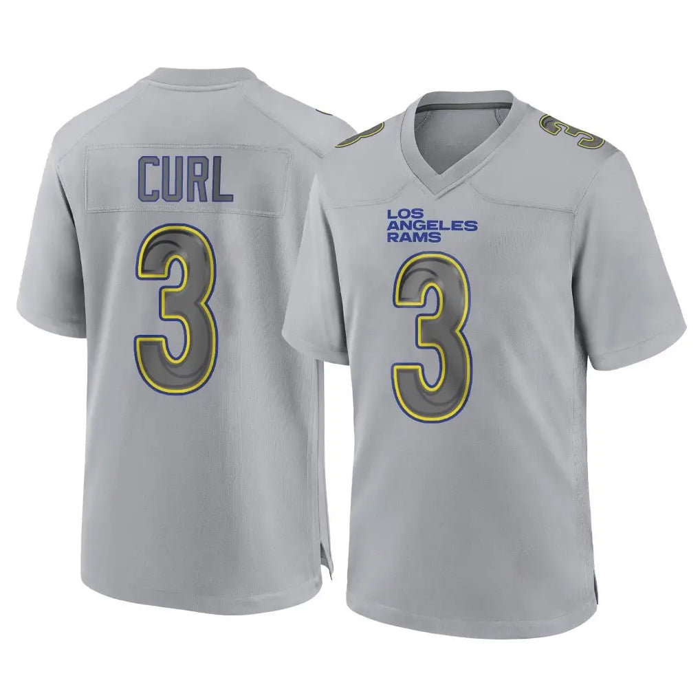 Qdoa LA.Rams #3 Kam Curl Player Gray Atmosphere Fashion Home Game Stitched Jerseys